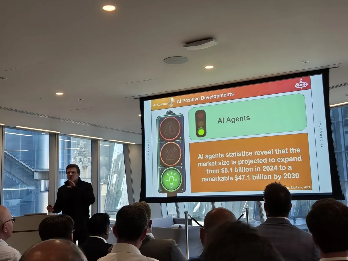Matthew Blakemore presenting on AI agents
