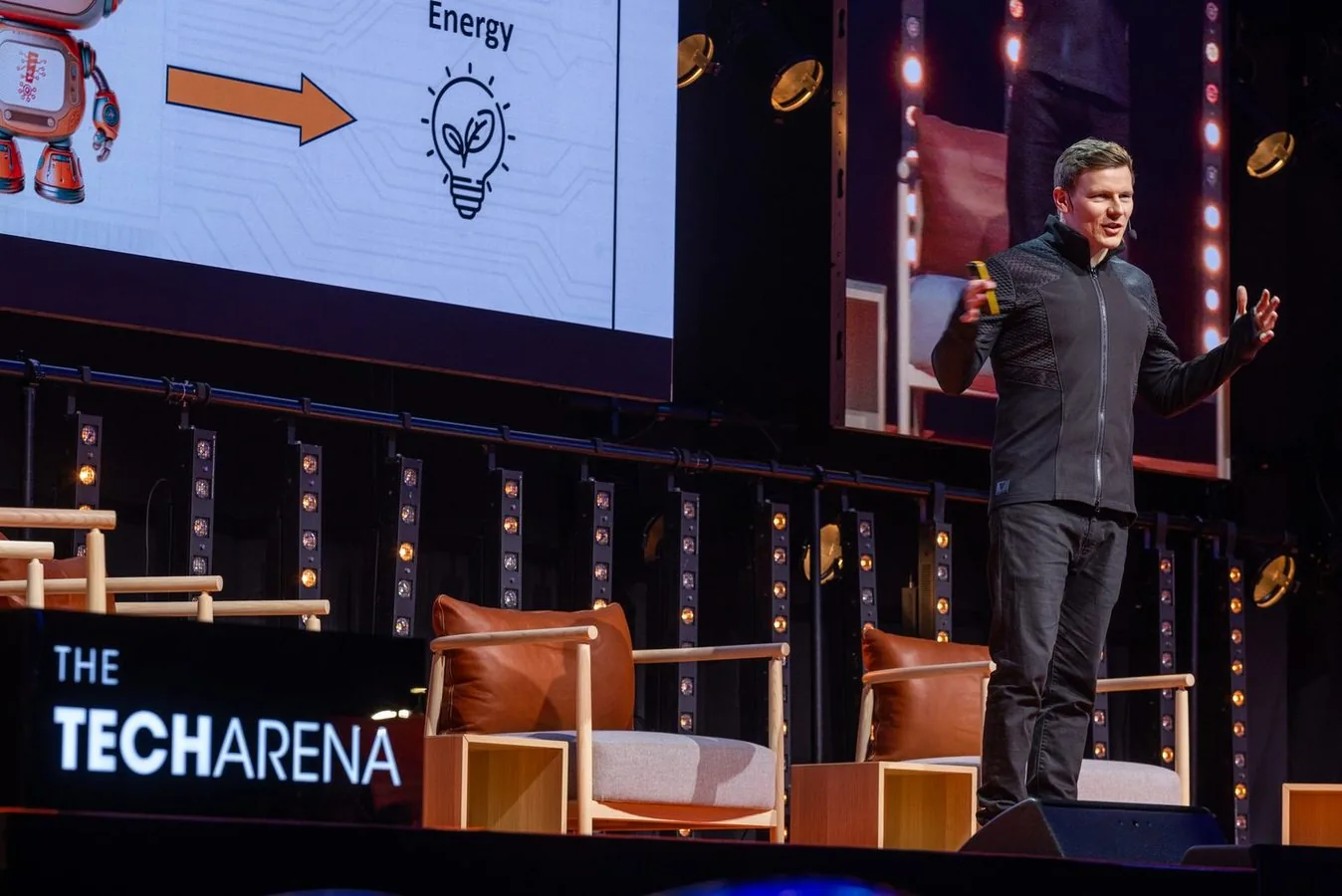 Matthew Blakemore delivering a keynote on the TechArena main stage