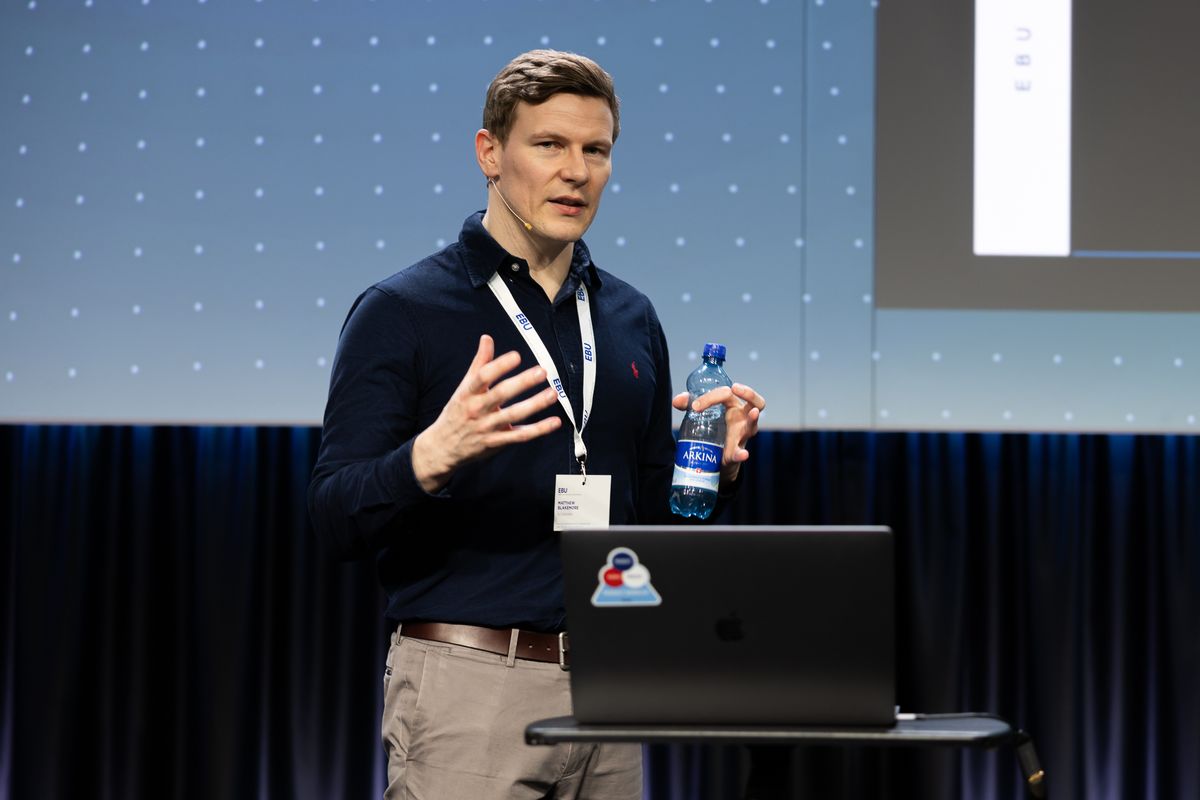 Matthew Blakemore speaking at a European Broadcasting Union event