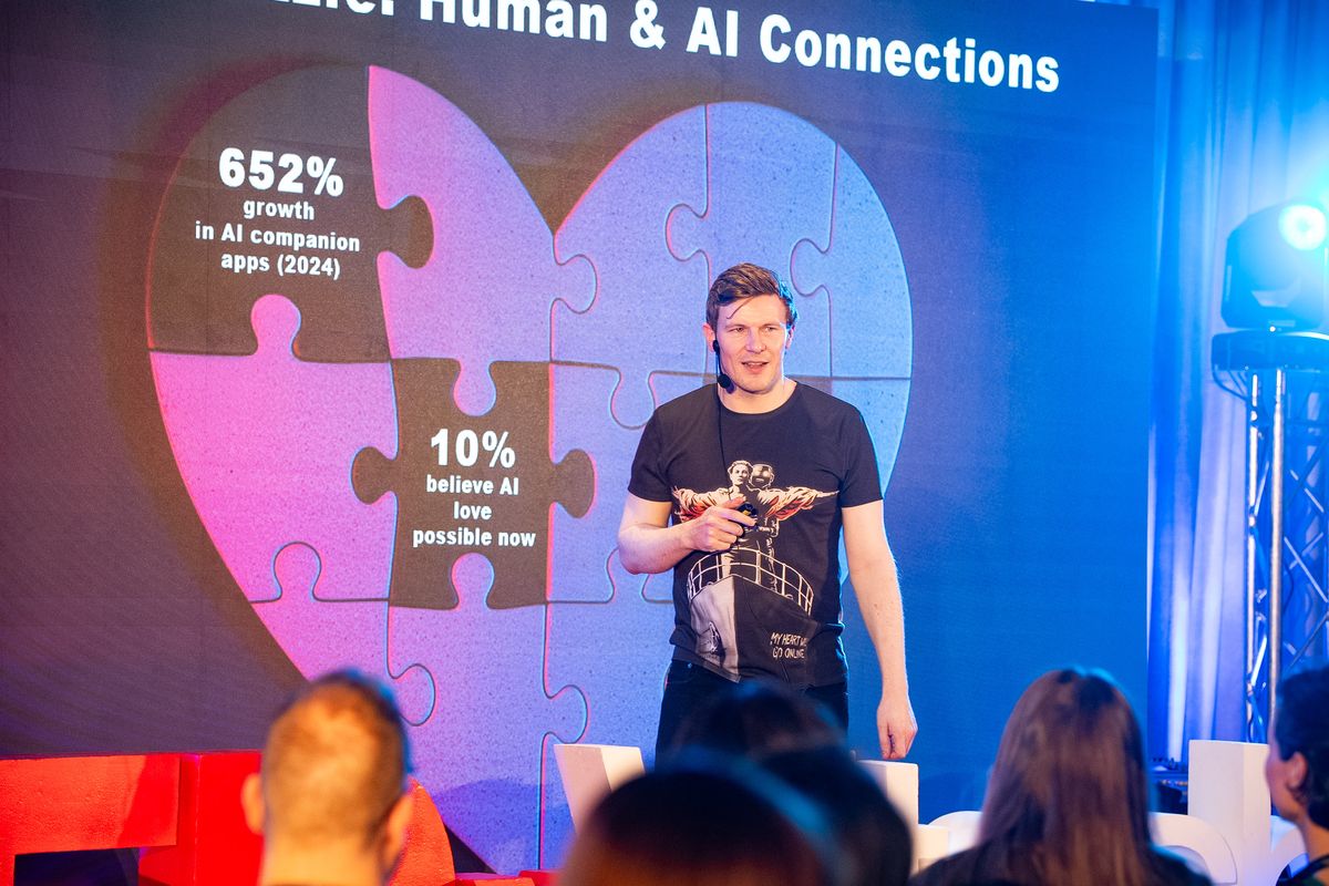 Matthew Blakemore delivering a TEDx talk at TEDxVitosha in Sofia