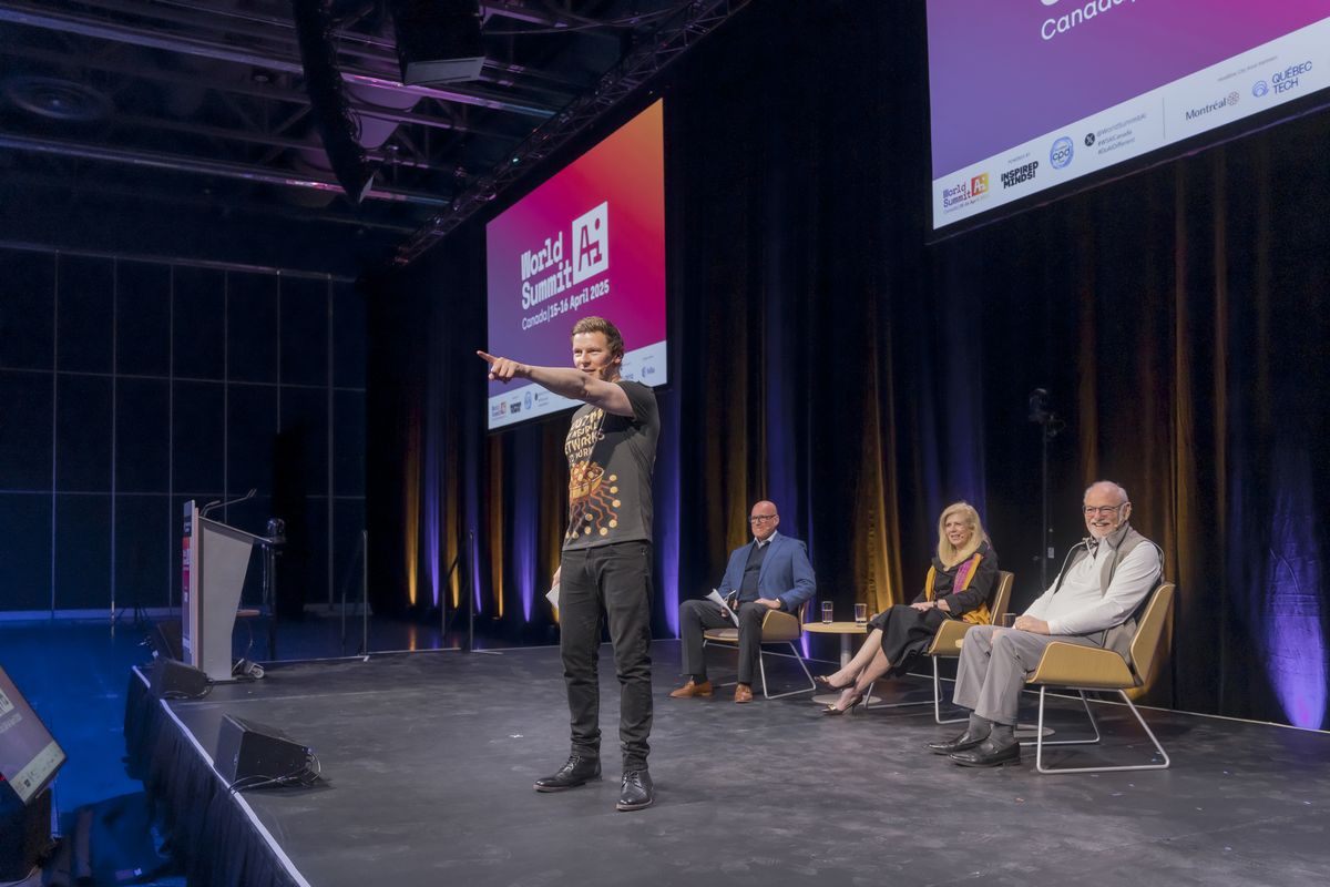 Matthew Blakemore on stage at World Summit AI Americas in Montreal