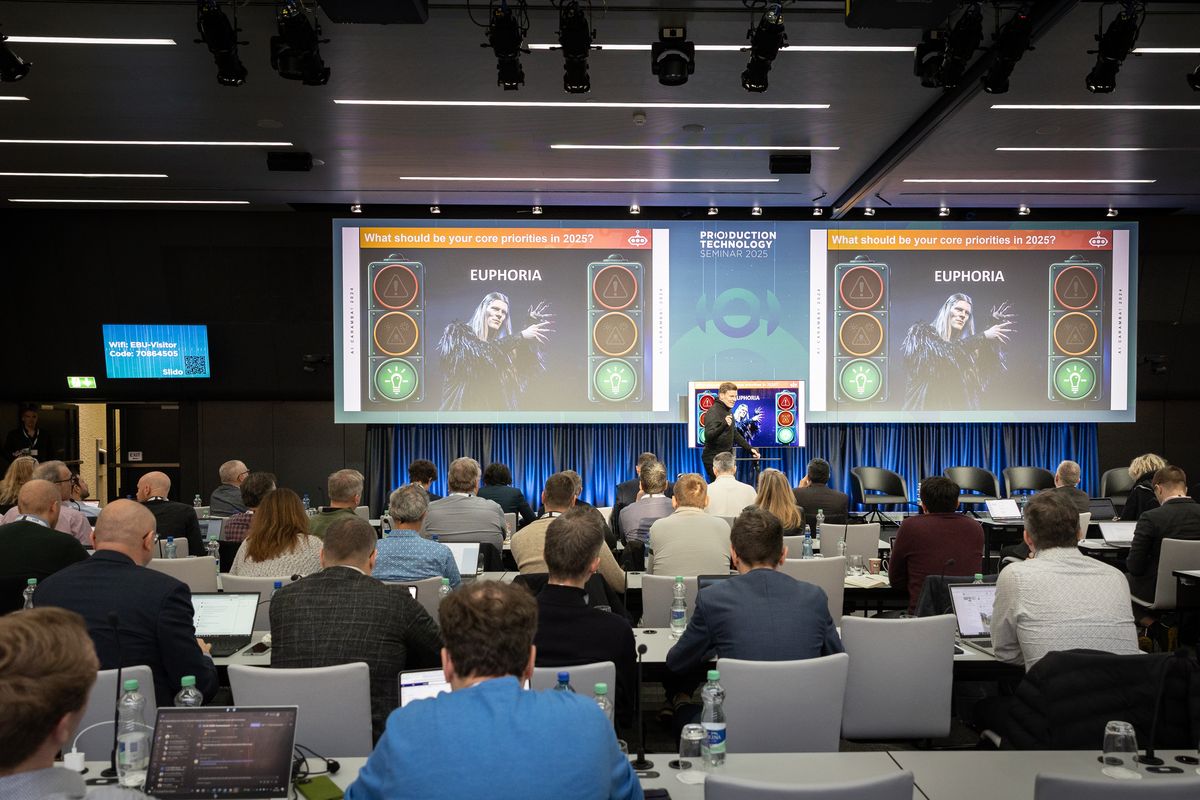 Matthew Blakemore presenting to the EBU Production Technology Seminar